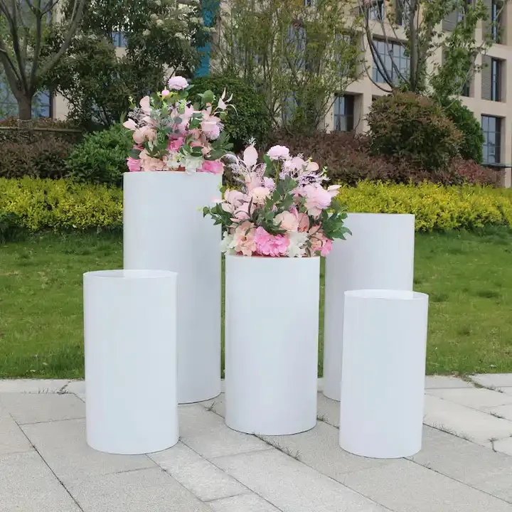 plinths round acrylic pedestals stand display platform white Acrylic cylinder party round cake  plinths