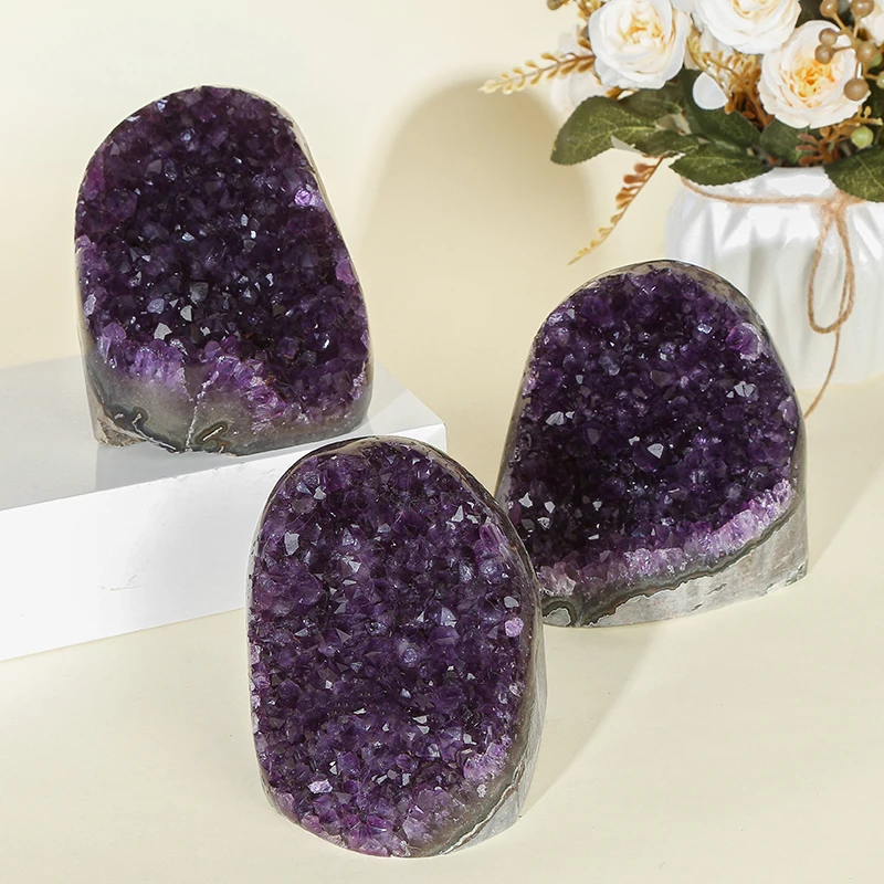 JD GEMS Purple Quartz Cave Raw Stone Mineral Specimen Gemstone Natural Amethyst Cave Cluster Ornament Crafts For Home Office