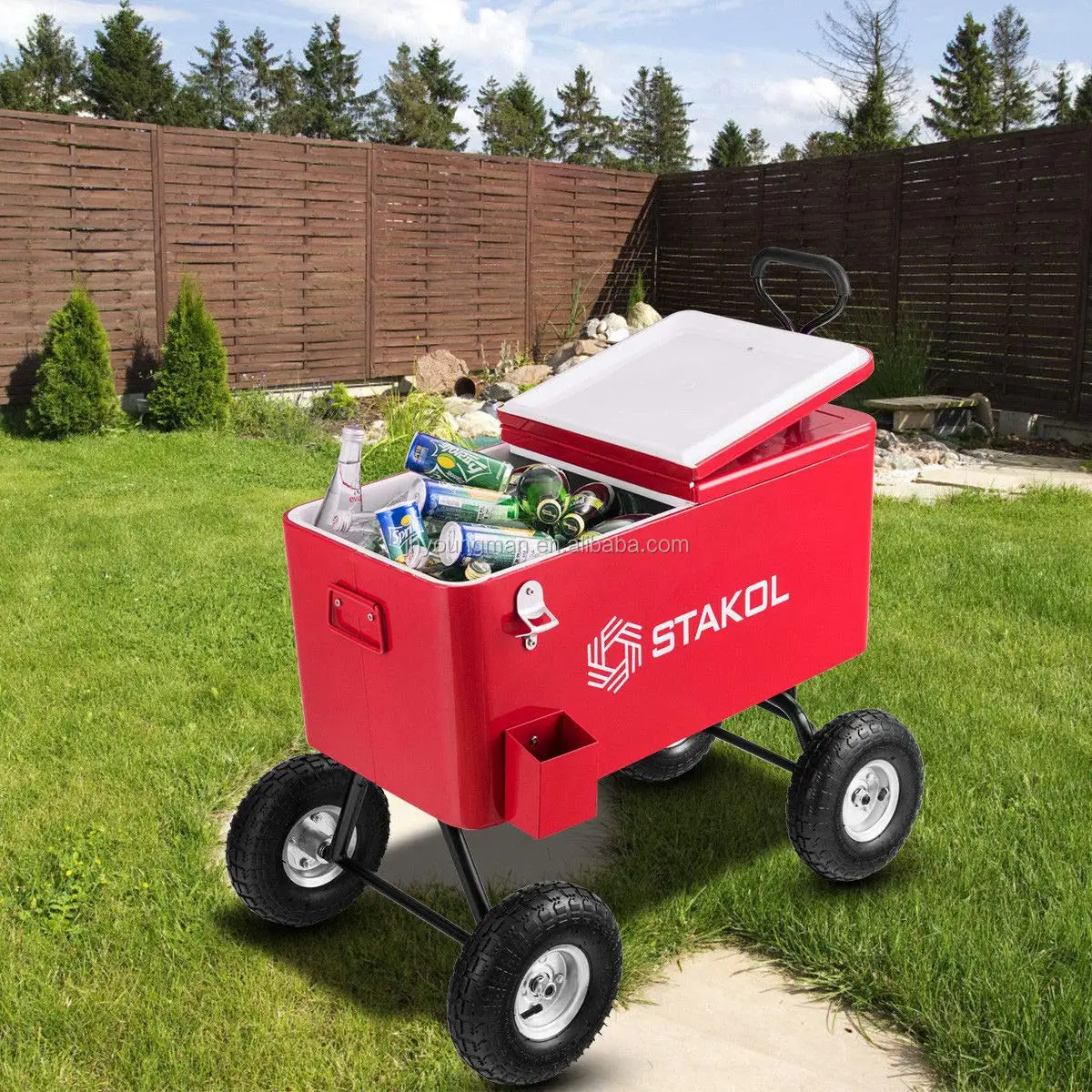 80QT Cooler Cart With 10 Inch Inflatable Wheels
