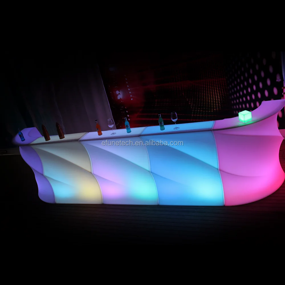 newly design remote control rgb color changing outdoor mobile bar portable wave grain led night club bar counter