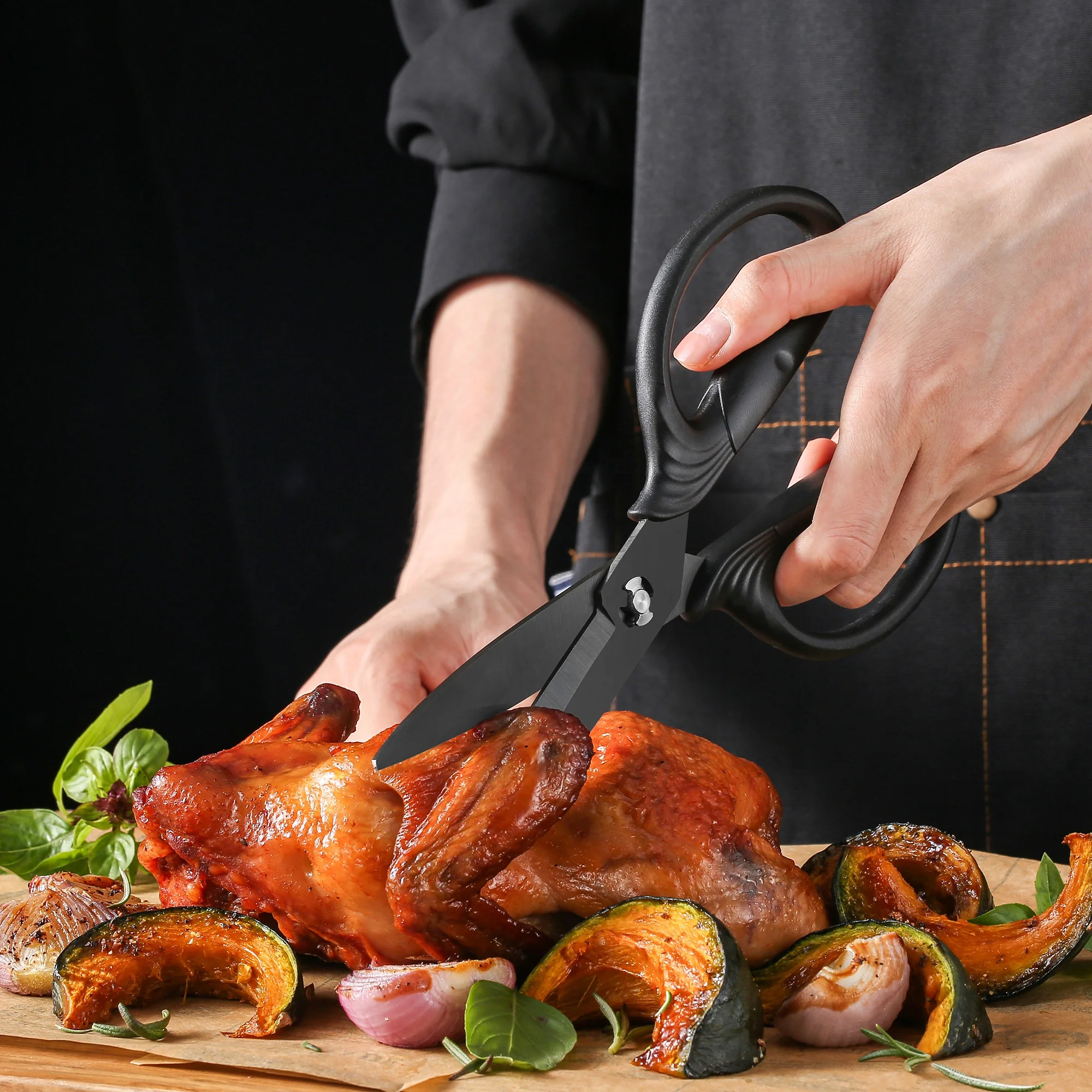 Heavy Duty Sharp Kitchen Shears Meat Scissor Titanium Coating Stainless Steel Kitchen Scissors