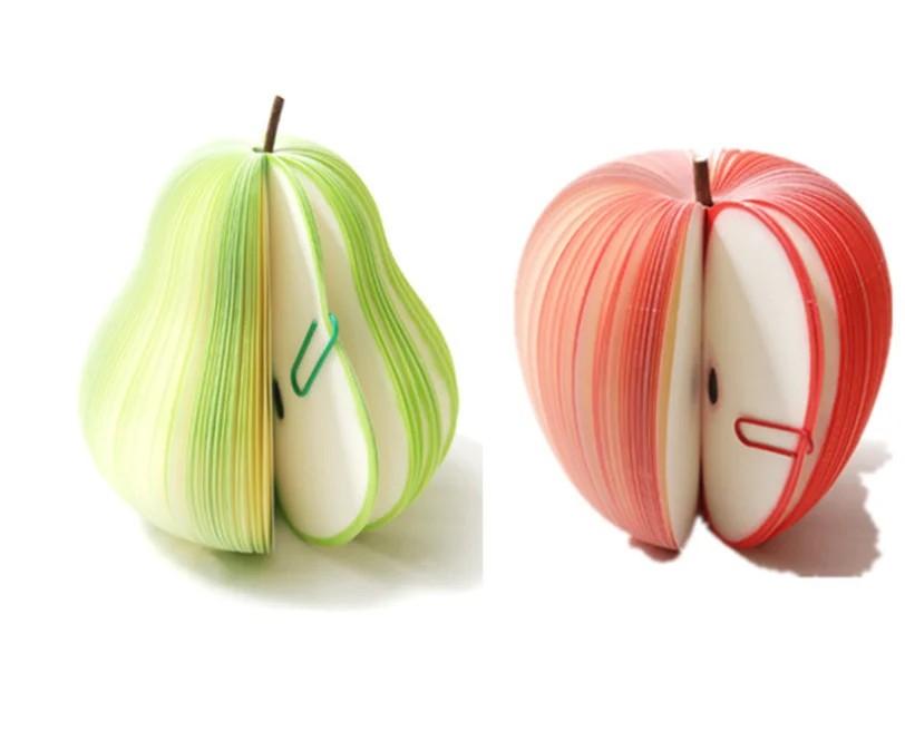 Scratch paper notepads die cut fruit 3D fruit apple and pear shape   sticky notepad  cute memo pad