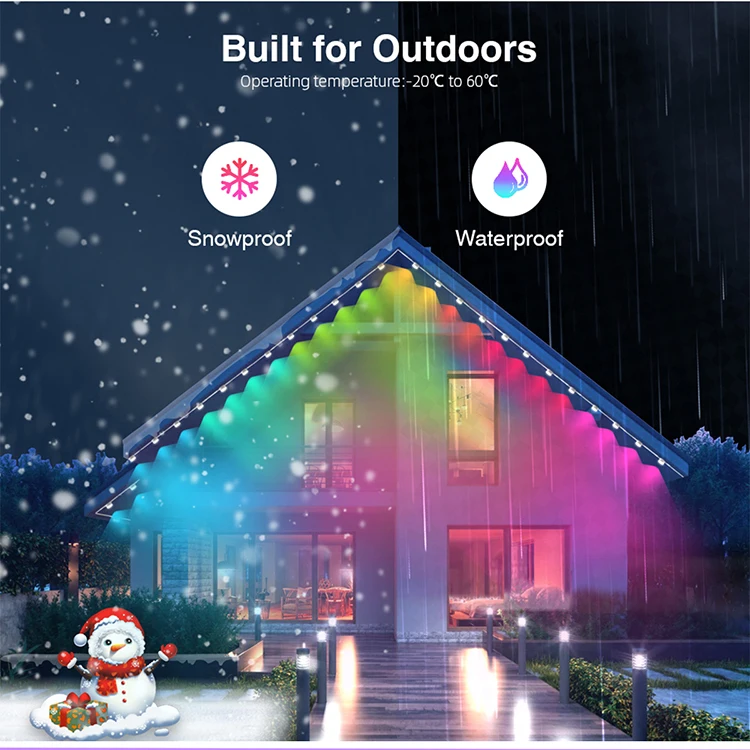 Luxfond Reliability Party 100ft Smart RGBIC Outside  With 72 Scene Modes, IP67 Waterproof Eaves  For  House