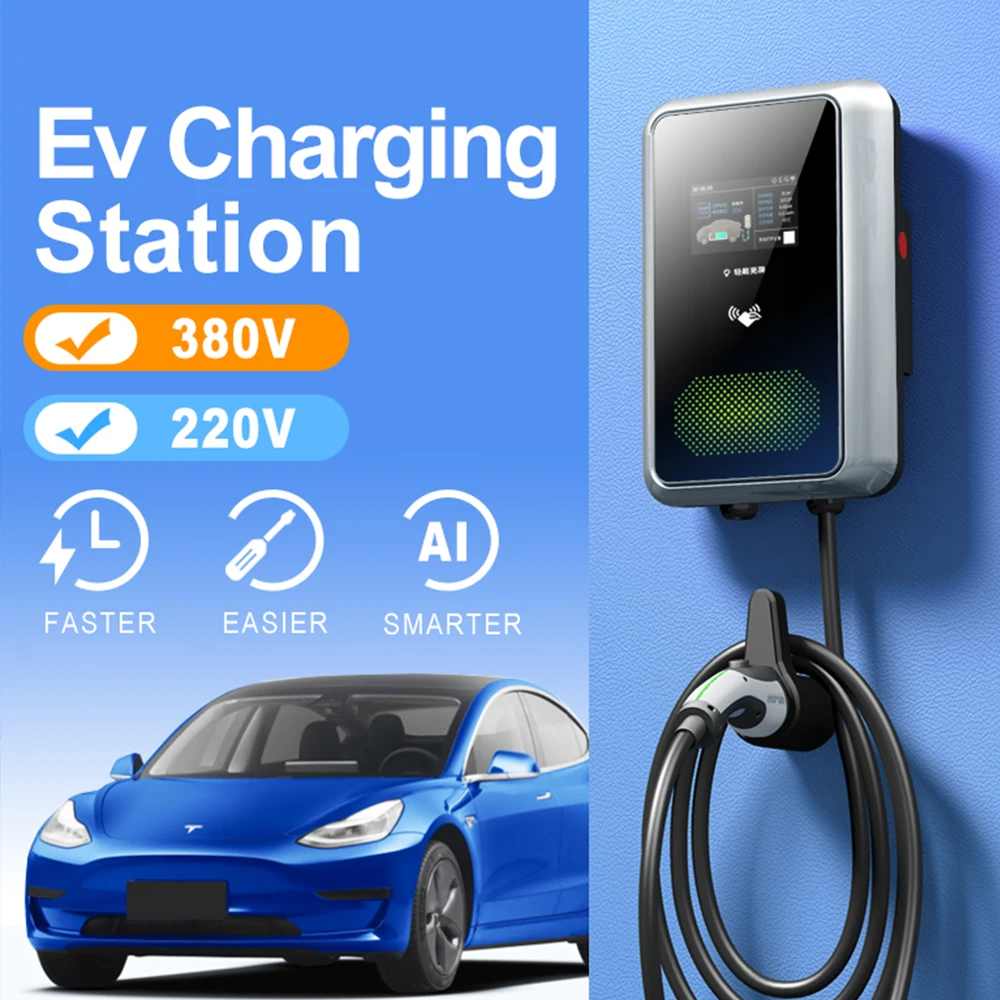 FACTORY WALLBOX RFID 32A 380V 11kw 16A 32Amp Type 2 1 Ocpp Level2 Home Electric Car Charger EV Charging Station