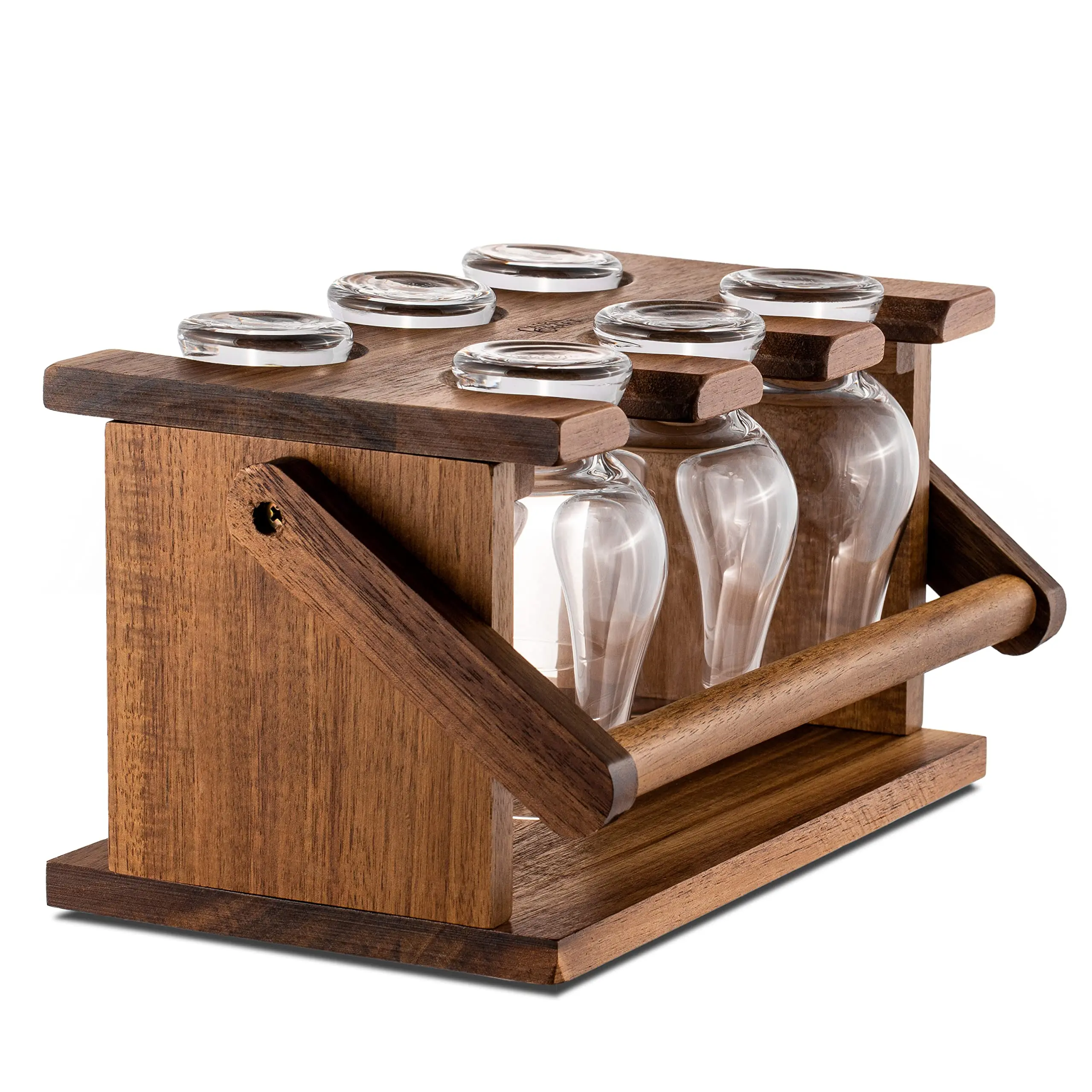 Стеклянный держатель для виски из твердой древесины акации и сушилка дегустации