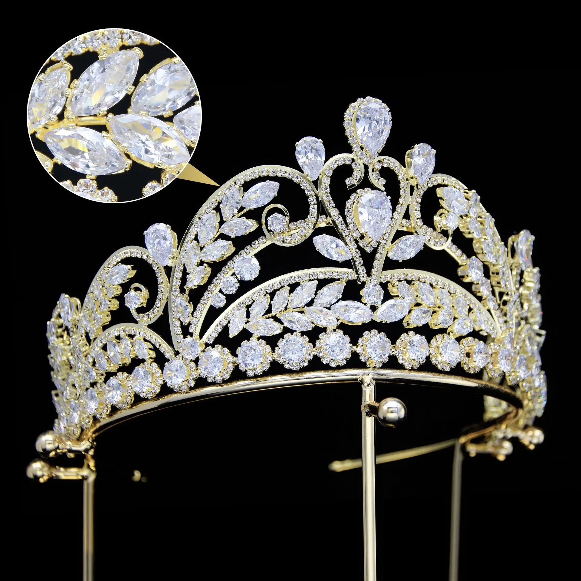 Luxury Wedding Crown Bridal Headpiece Cubic Zirconia Queen King Crown Princess Tiara Wedding Hair Jewelry for Bride