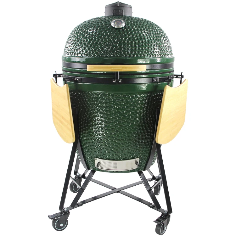 TOPQ KAMADO 27 inch green ceramic egg bbq grill outdoor charcoal rotisserie_grill chicken kabab grill barbecue