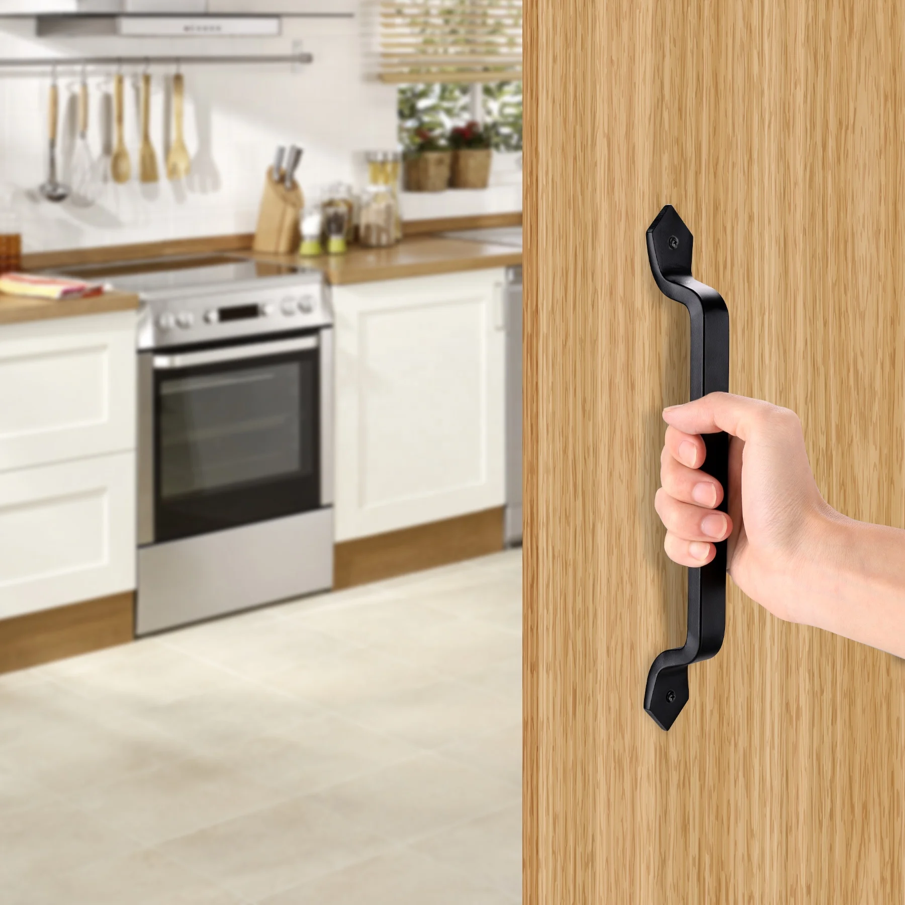 Vintage Metal 11 Inch Cast Iron Sliding Black Barn Door Handle