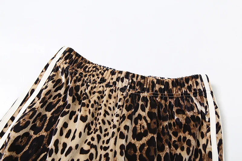 FS15132D autumn 2024 leopard pants women loose stripes wide leg trousers