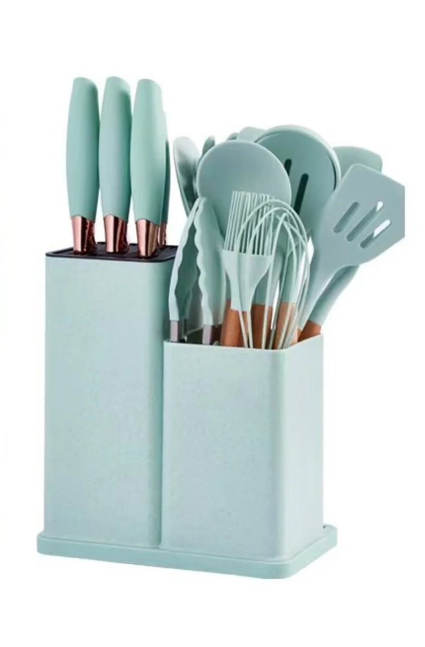 Kichen Accessories Wooden Handle Silicone Kitchenware Set Portable Kitchenware Spatula 19 in 1 Set
