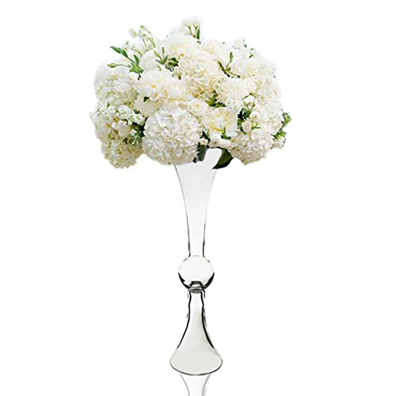 Hot sale Clear Reversible Latour Trumpet Glass Vase with Ball in center,30 Inch