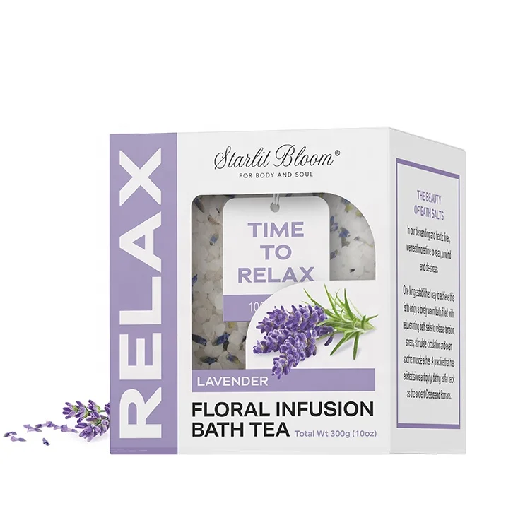 Spa Relaxing floral scented private label organic natural  bath salts with flowers for relaxing in tea bag