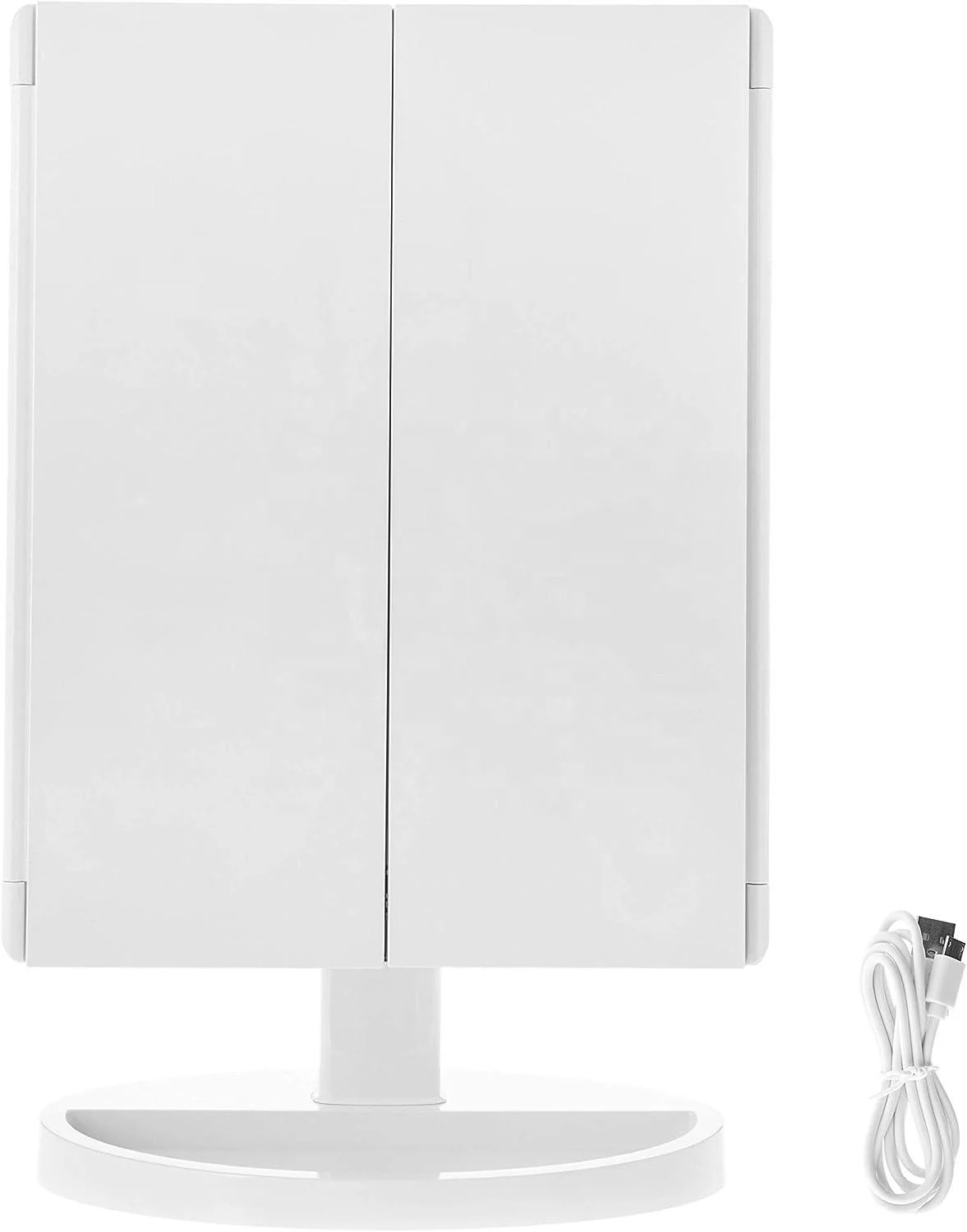 3 Way Trifold Makeup Vanity Mirror Large with LED Lights and up to 1X 2X 3X Magnification