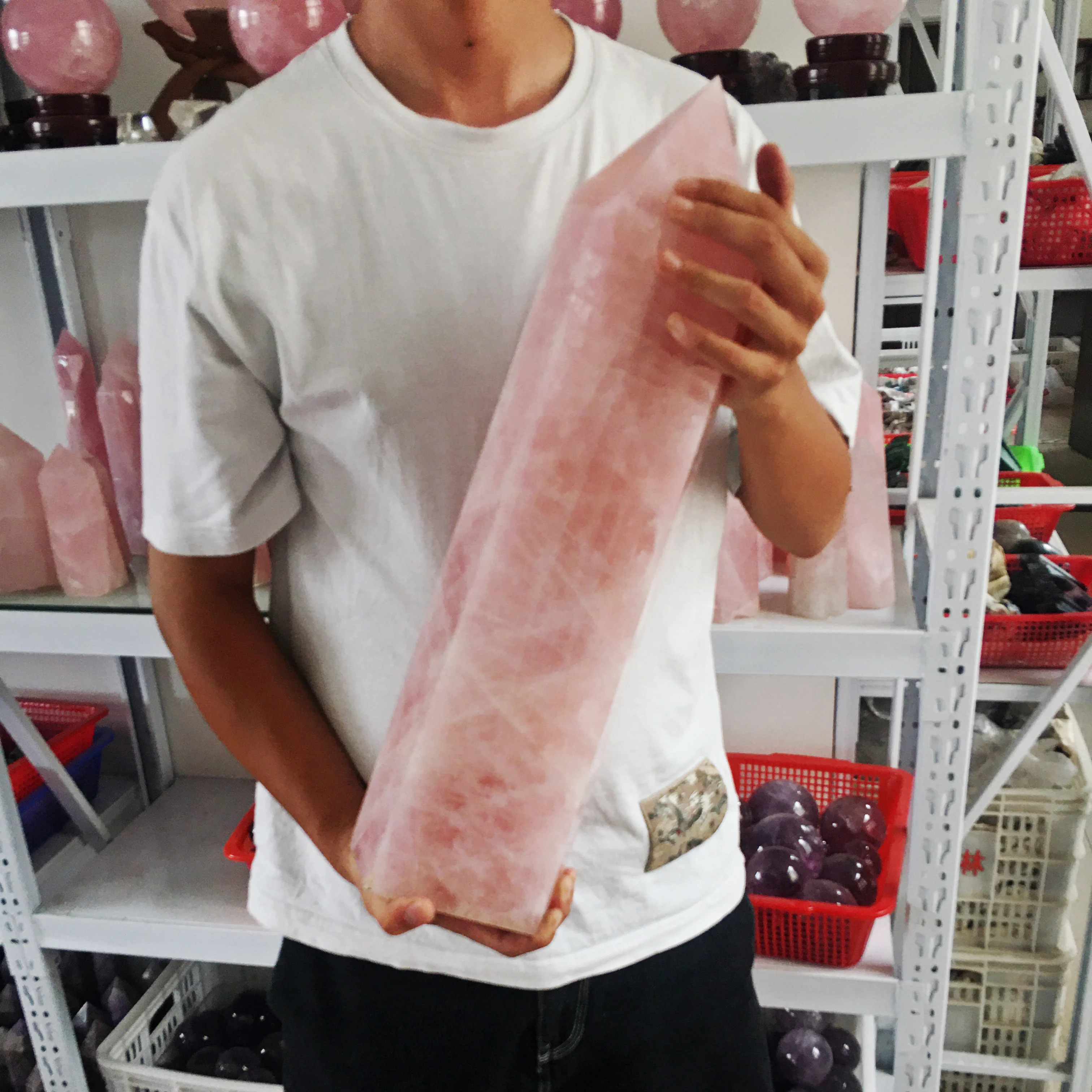 Wholesale Natural Crystal Polished Rose Quartz Tower Points Big Size Pink Rose Quartz Crystal Wand Point For Decoration