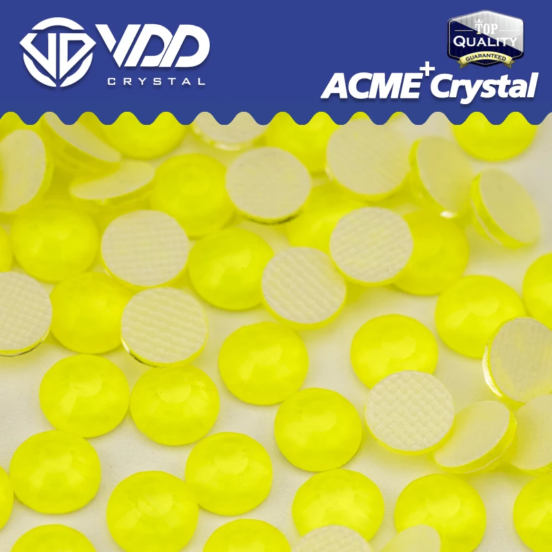 VDD 082 Neon Yellow ACME Top Quality Hot-Fix Glass Rhinestones Crystal Flatback Strass Stones For Garment Decoration
