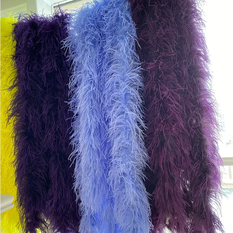 Real ostrich feather boa 8-11cm 5ply bulk ostrich feathers for dance clothes decoration