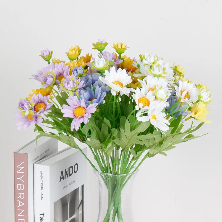 Garden Style Fake Chrysanthemum Decoration Living Room Tea Table Display Artificial Flowers Direct Small Daisies Carton Box 015