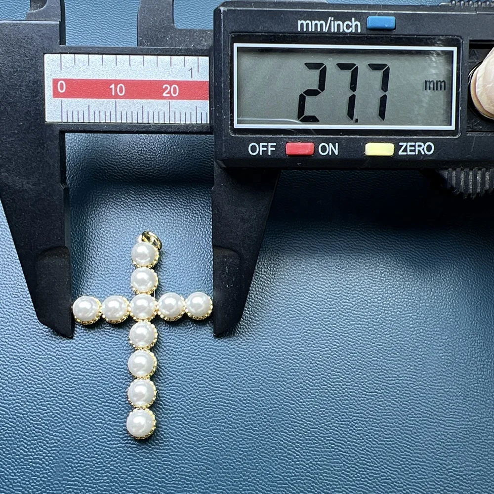 Wholesale Custom Cross Pendants Gold Plated Imitation Pearl Small Charms For Jewelry Making
