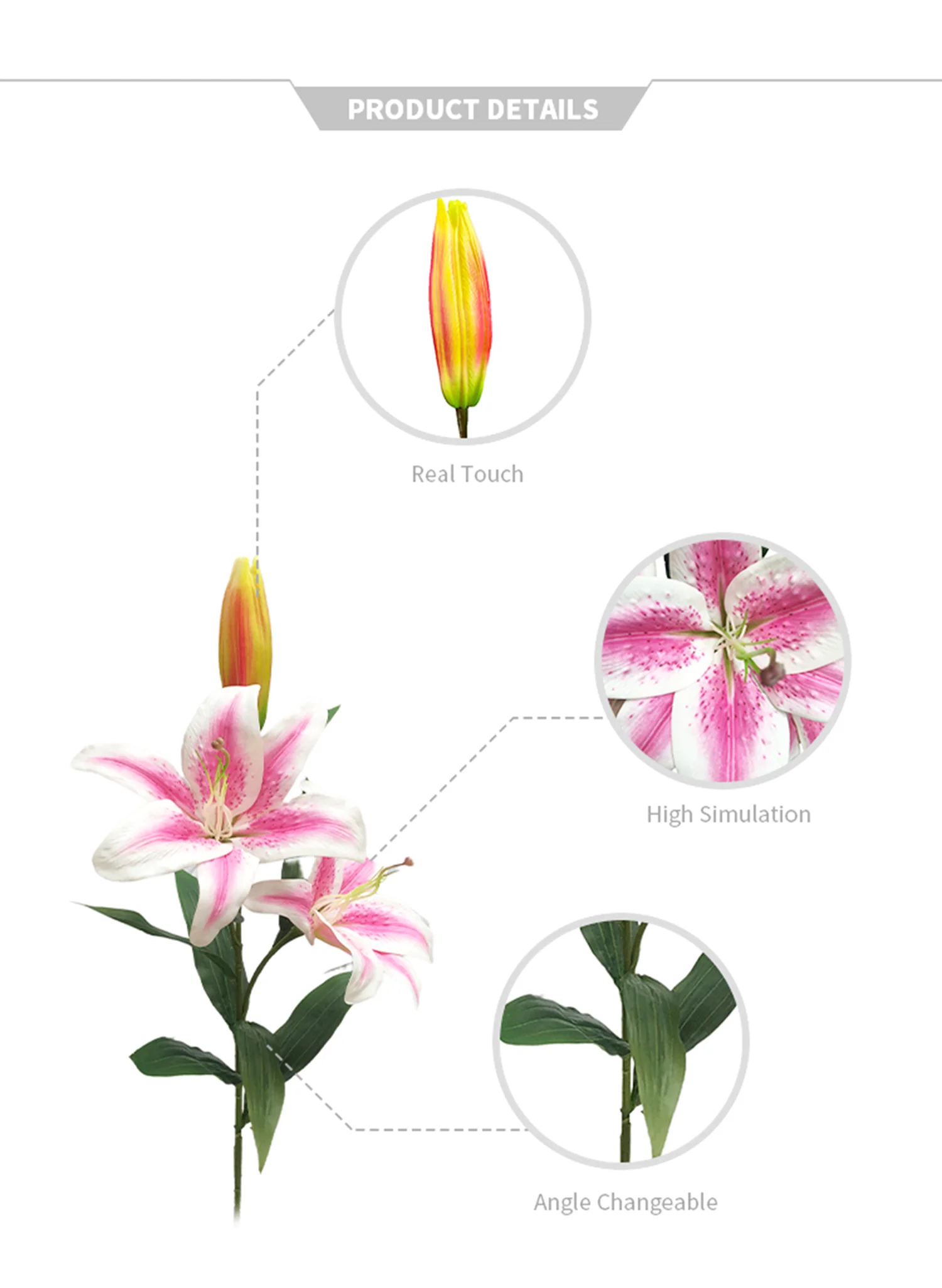 Real Touch Easter Artificial Wholesale Lily, Handmade Decorative Artificial Flowers For Gift Packing