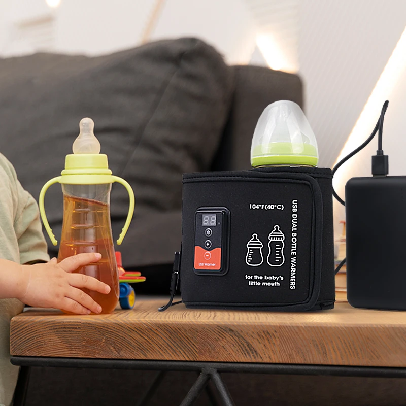 Smart Display USB Dual Bottle Warmer Rechargeable Travel Portable Baby Nursing Bottle Heater Baby Bottle Warmers