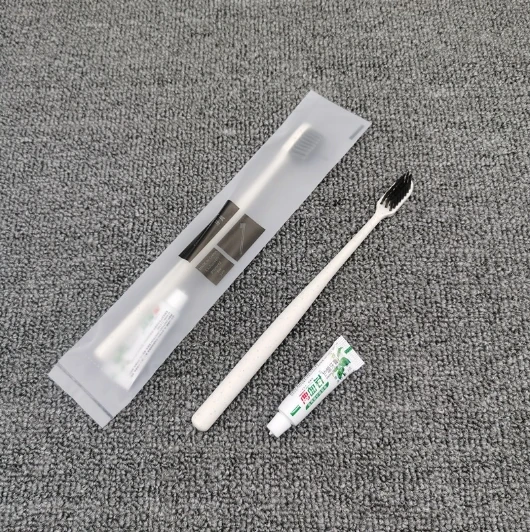 Environmentally friendly adult degradable bamboo charcoal fiber professional OEM/ODM hotel disposable toothbrush with paste