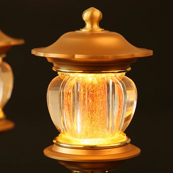 Sanmantuo Buddhist Crystal Butter Lamp LED Bronze Buddha Lamp Electronic Candle Lotus Lamp