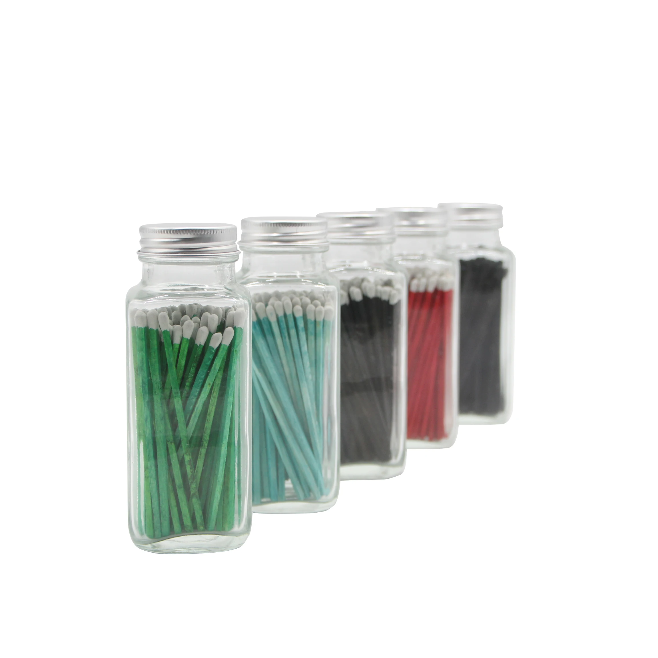 Wholesale Bulk Cheap Price Home Decoration Fancy Safety Colored Candle Matches with Glass Candle Jars