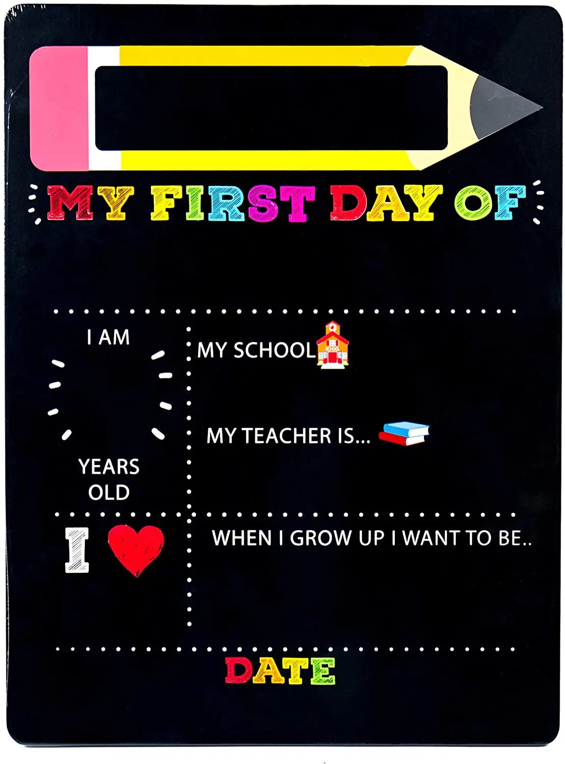 My First & Last Day of School Wooden Chalk Board, 12 X 16 Photo Prop Reusable Easy to Clean Chalkboard Sign