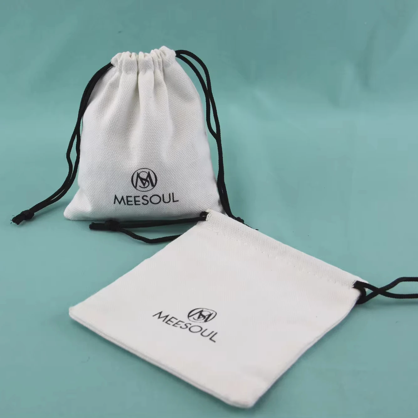 Custom White Canvas Drawstring Pouches Cover Cotton Bags Jewelry Party for Dust Gifts