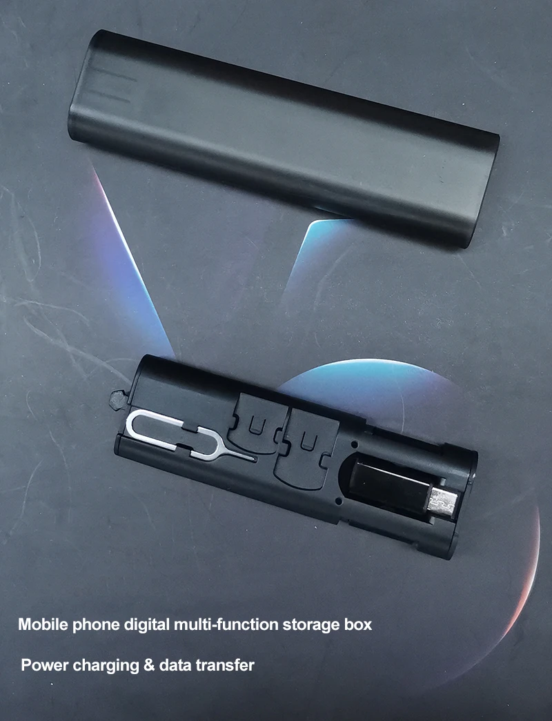 Multi Functional  Travel SD Card  6 in 1 Cable Case Storage Box OTG Adapter Magnetic Micro Type C Charging USB Cable