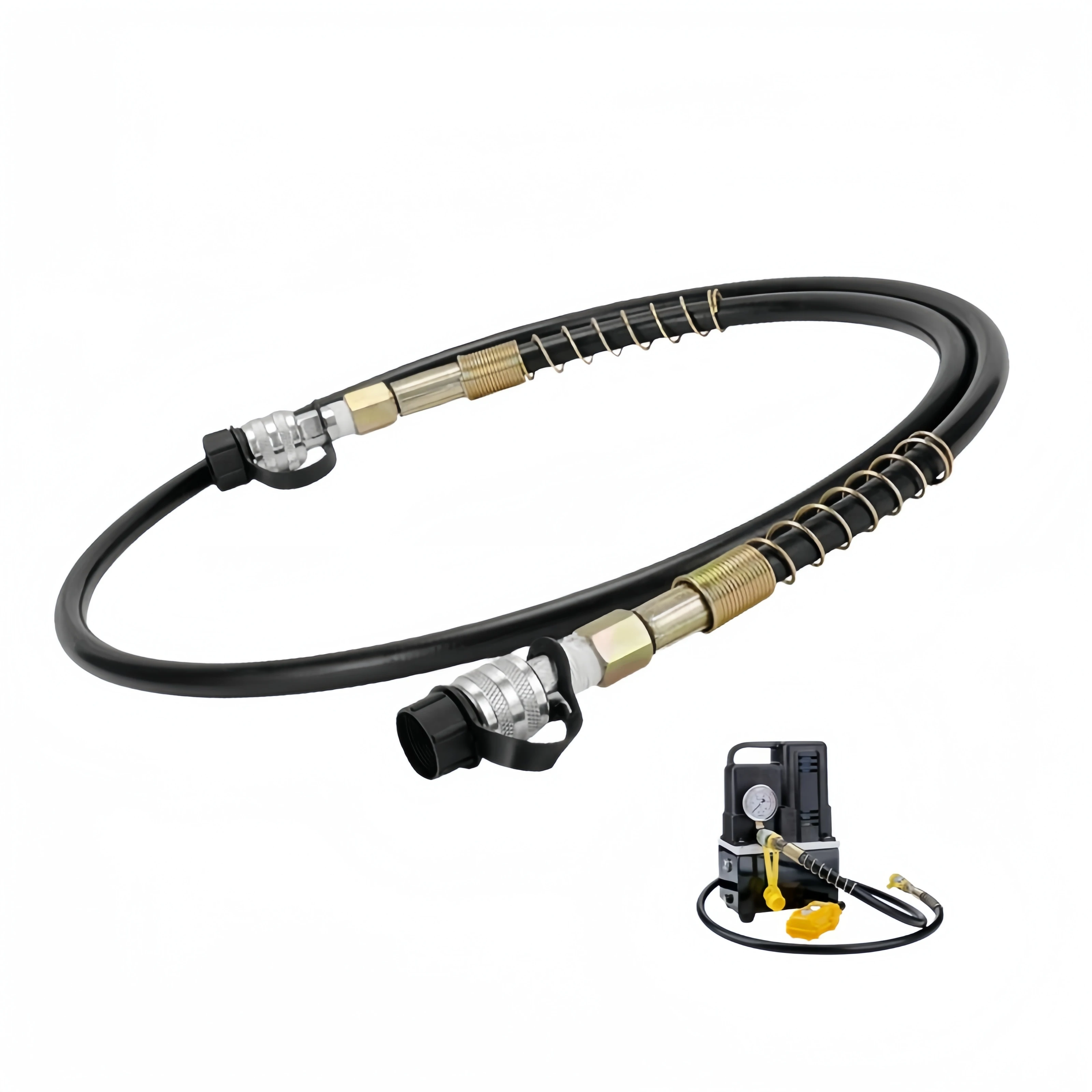 Customized 2 Meter High-Pressure Hydraulic Oil Hose ZG3/8 Rubber Tube Quick Connector 70MPA 220V Steel Electric Pump Compatible