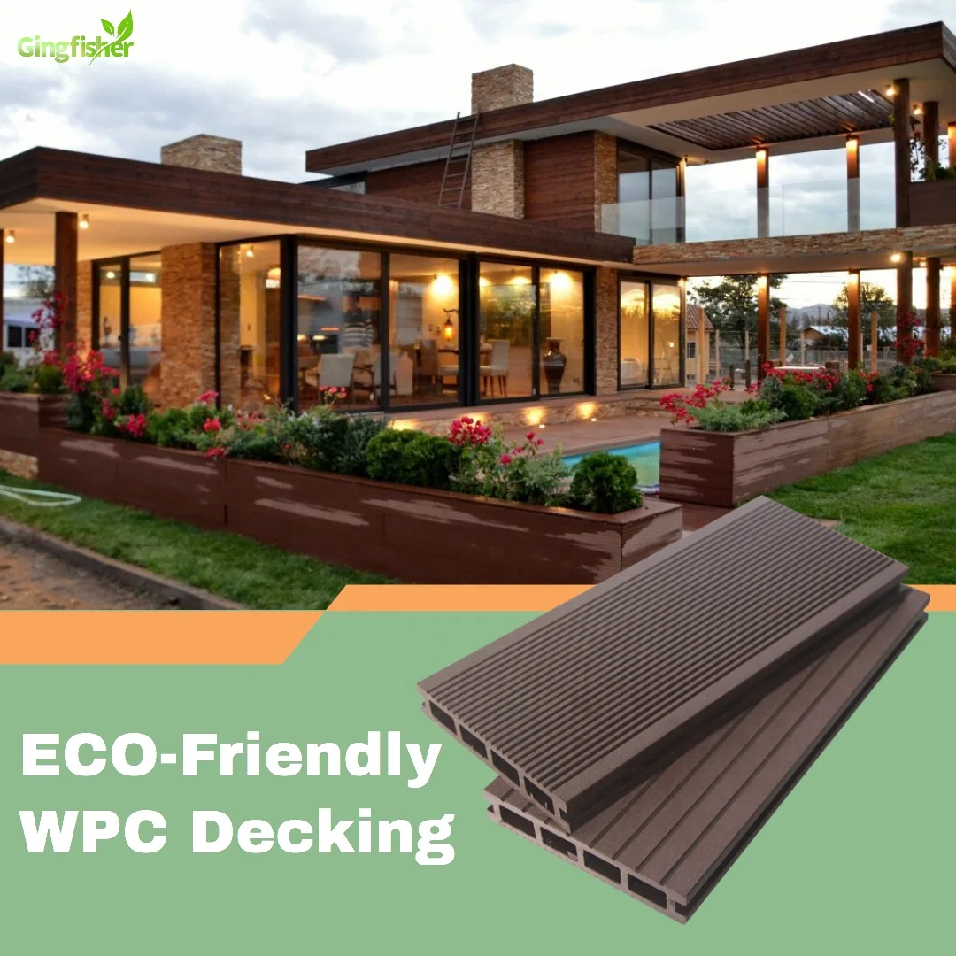 Eco-friendly Wood Plastic Composite WPC Floor Eco Decking Plank Crack-Resistant Outdoor WPC