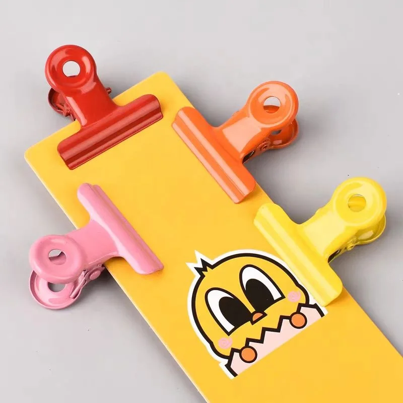 Wholesale Ins Candy Baking Paint Color Circular Stationery Book Bulldog Clip Metal Iron Binding Paper Clip for Receipts