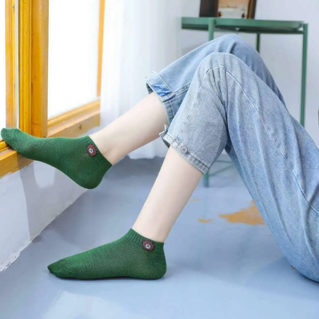 Лидер продаж; Тонкие Носки с рисунком медведя; Женские носки с героями мультфильмов; 10 пар в упаковке; 10 цветов