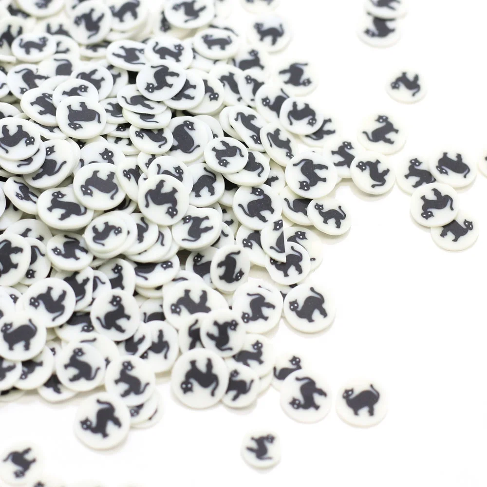 
New Arrival 5mm Halloween Ghost Bat Cobweb Black Cat Polymer Clay Sprinkles for Halloween Decoration 