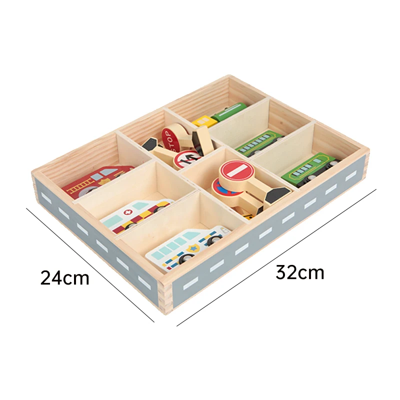 Wood Tracks Magnetic racer ramp Train Cars Shelf Wooden Toy Vehicle Set box For Toddlers And Kids Ages 3+