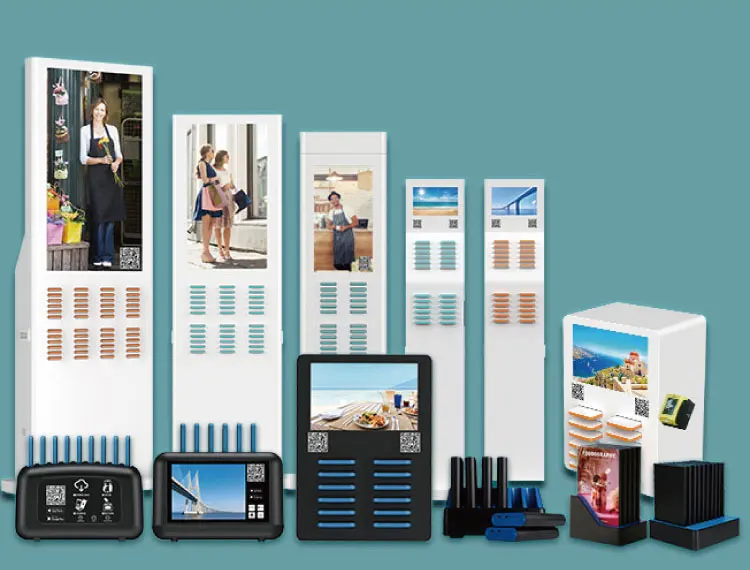 Power bank restaurant sharing station stand 12 slots 5000mah qr code shared power bank rental station