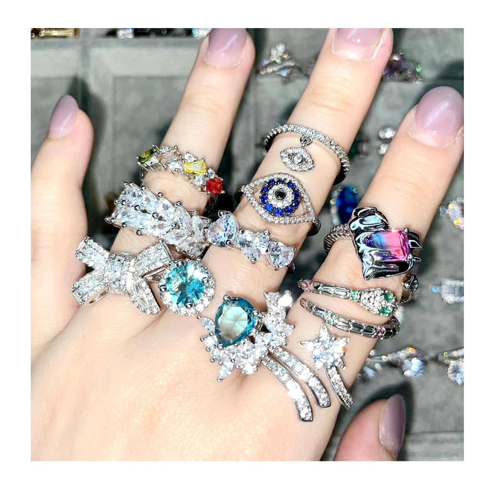 Aretes anillos plata ювелирные изделия 18 карат Золотая тарелка девственная Мария крест Слон Бабочка кольцо для женщин oro laminado mujer anillo