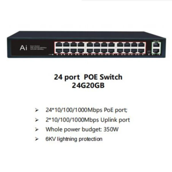 24 Gigabit port  2sf  port  Lightning protection standard Full Gigabit POE power supply switch network monitoring