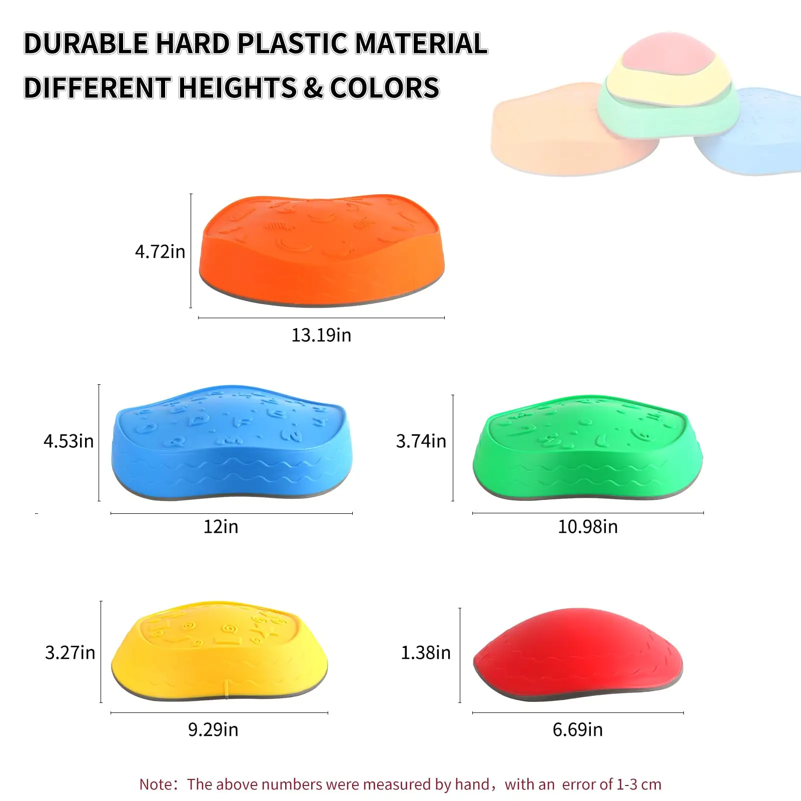 Jumping Stepping Stones for Kids,5pcs Non-Slip Plastic Balance River Stones,Toddler Balance Block Stones Bounce Sensory Toys