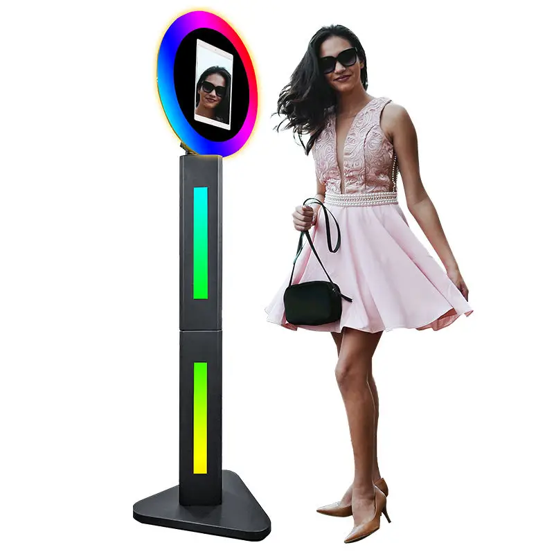 Vertical Triangular Base Ipad Selfie Photo Booth With Phone Stand and RGB Fill Light