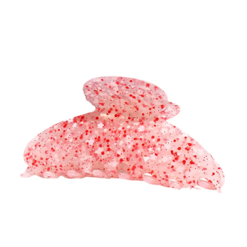 high quality 9cm large pink speckle resin acrylic hair claws customized hair clamp korean style big hair claw clips for women