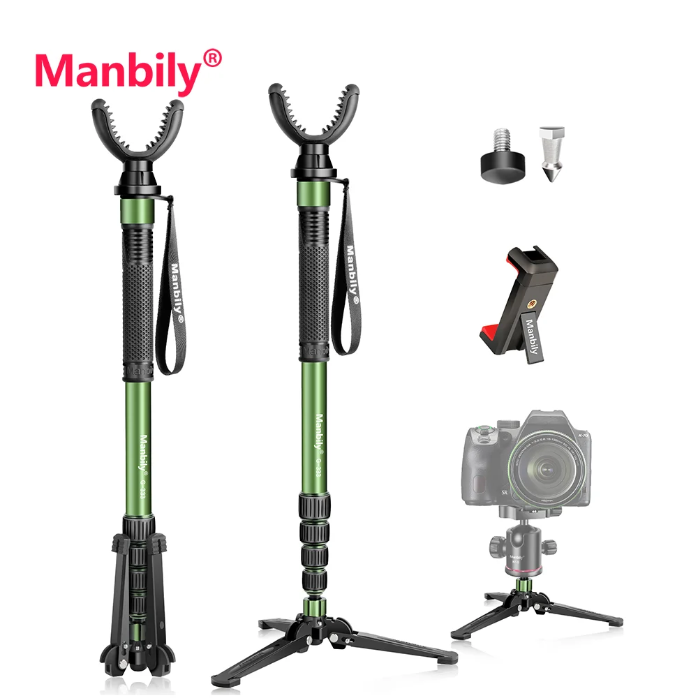 OEM Aluminum outdoor tactics stick portable bracket hunting telescopic stick V Shaped Rotating Yoke Tripod