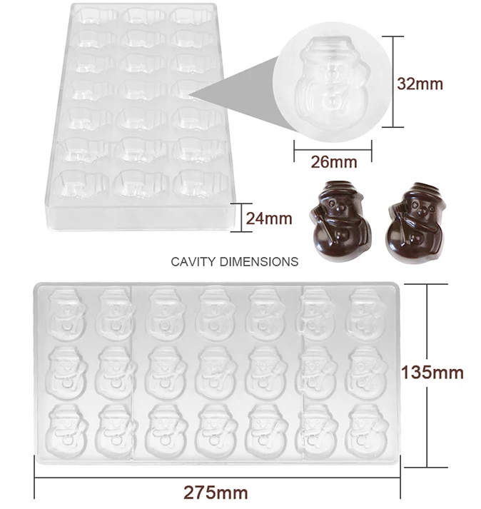 3D Filled Chocolate Bar Mold Baking Polycarbonate Chocolate Molds Confectionery Candy Form Mould Baking Pastry Bakery Tools