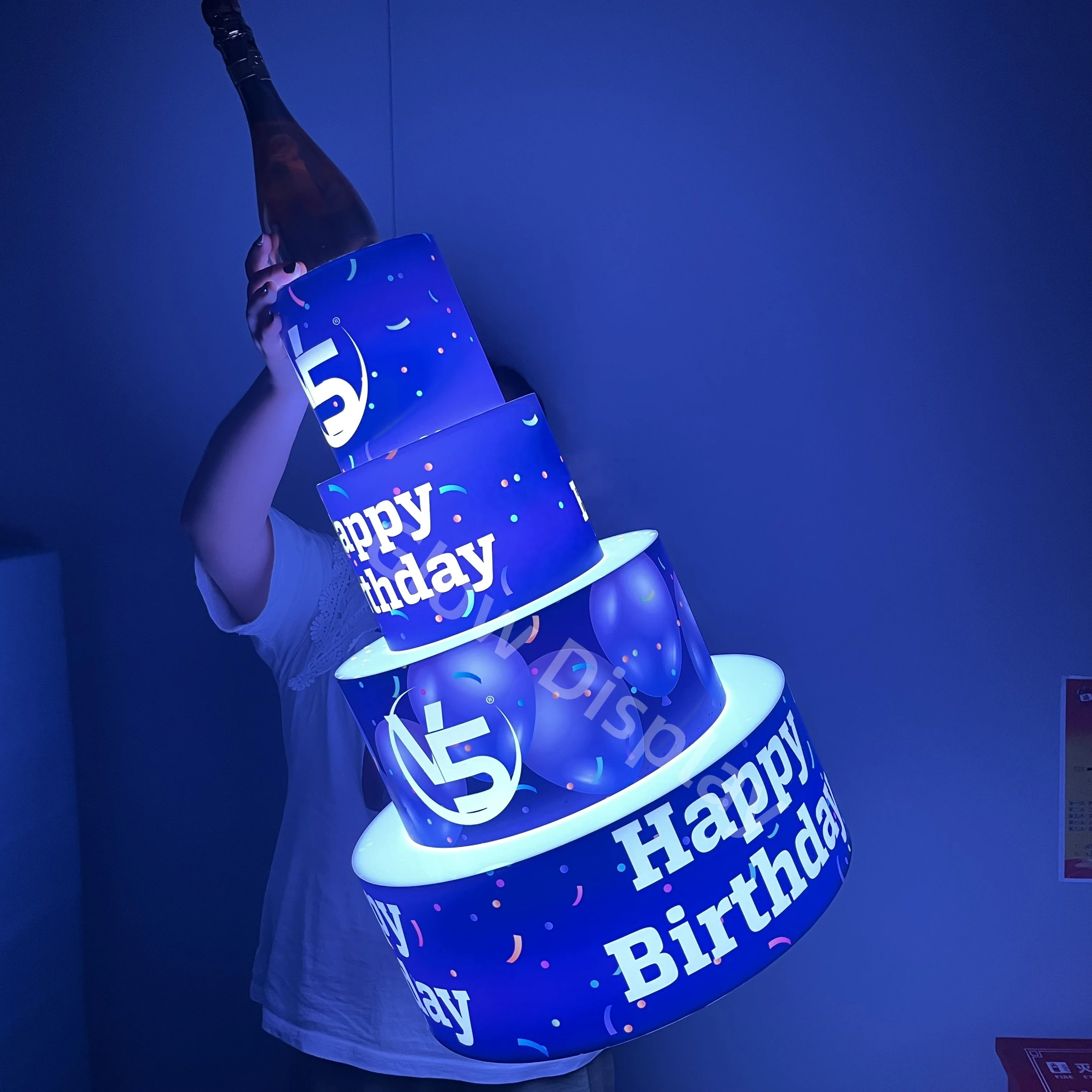 Custom logo LED Cake Bottle Presenter  nightclub bottle glorifier in bar or wedding