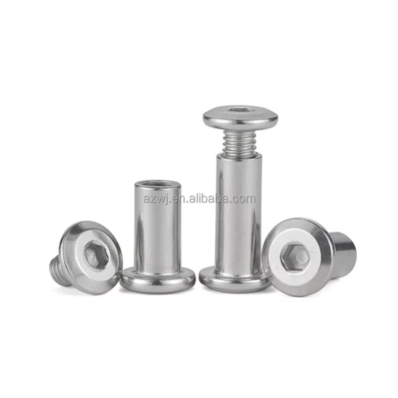 304 Stainless Steel Carbon Steel Brass Post Binding Screws Leather Fastener Hex Socket Chicago Screw