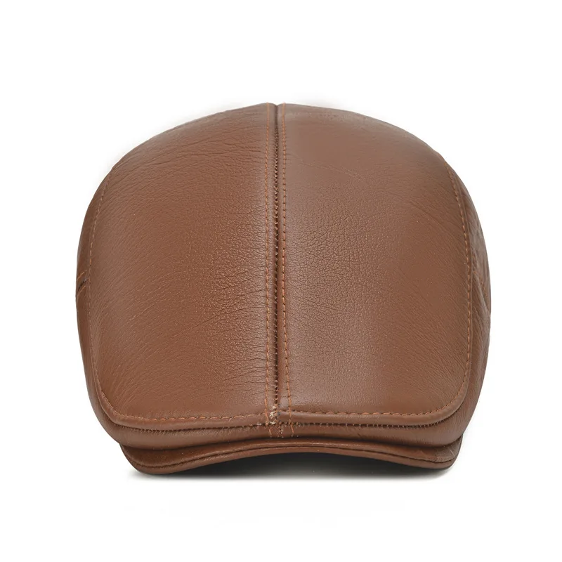 new fashion beret hats for men sheepskin real leather Visor Beret Ivy hat newsboy hat with earflap for winter