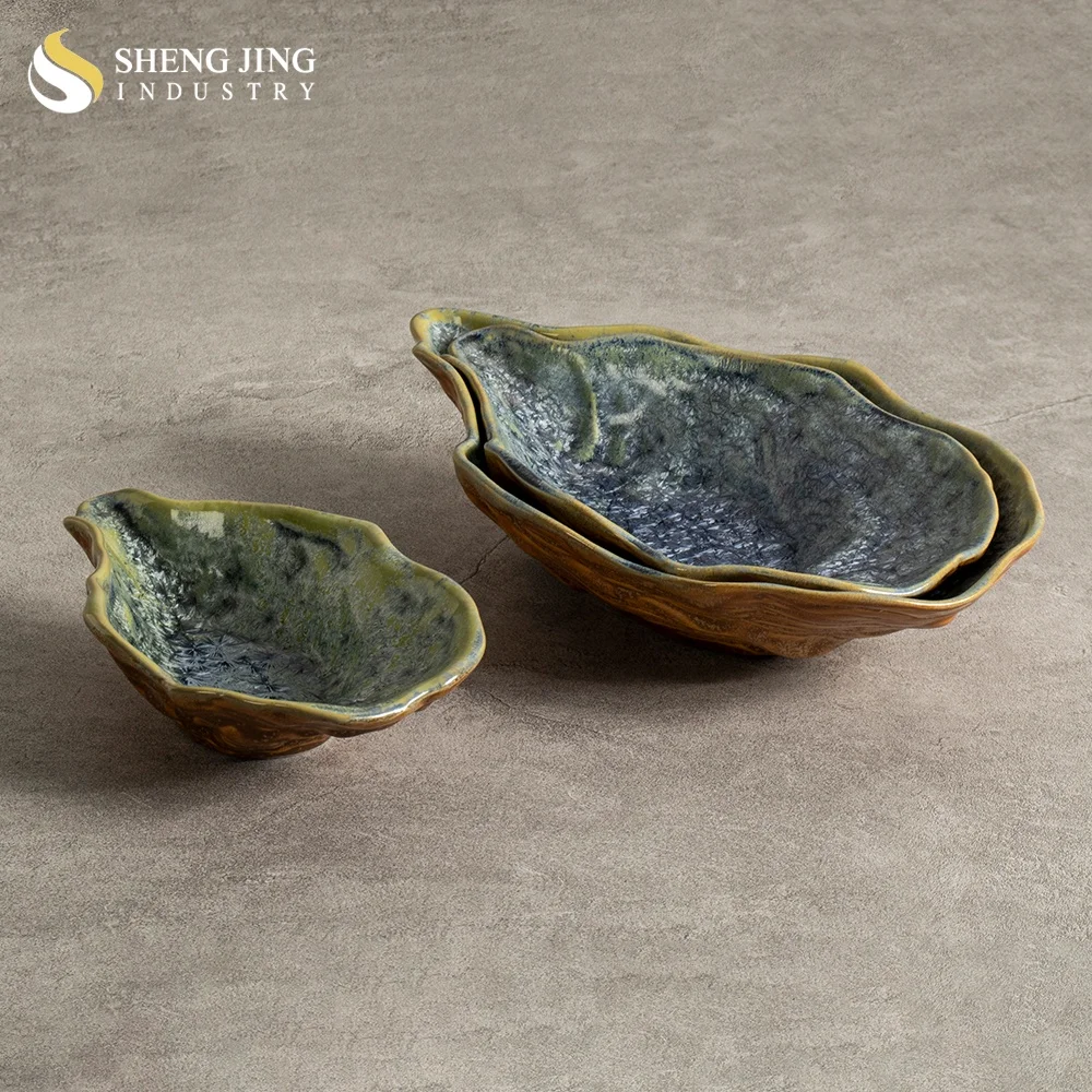 Japanese Cuisine Ceramic Oyster Sashimi Bowl Set Restaurant Kiln Blue Porcelain Tableware Creative Sushi Gazpacho Dishes & Plate