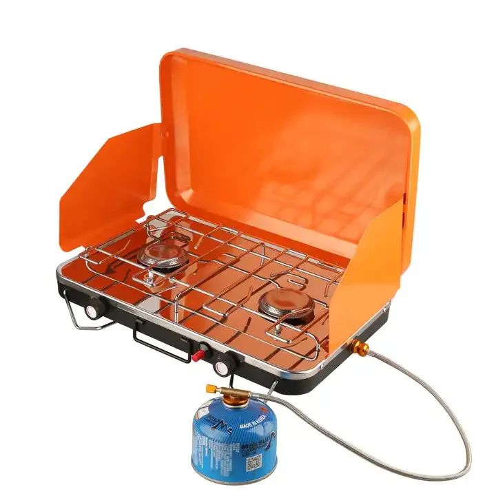 JETSHARK Outdoor Portable Fold Camping BBQ Cooking Stove Two Burner Gas Stove Gas Burner