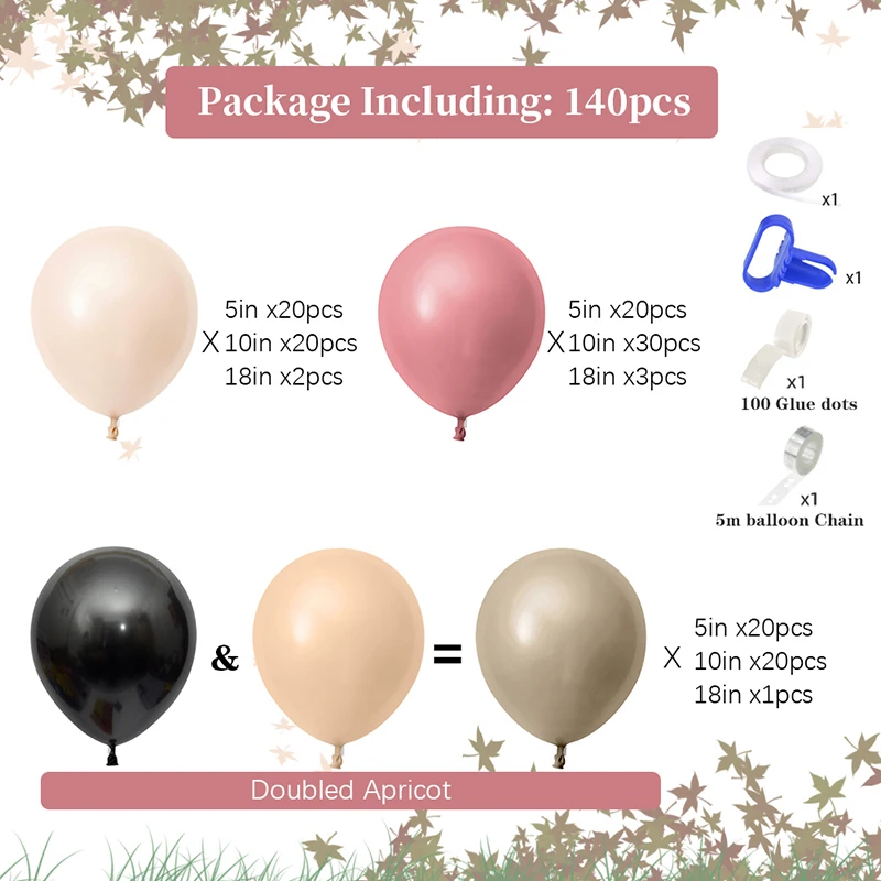 140 pcs Rose Apricot Latex Balloon Garland Wedding Party Suppliers Garland Arch Kit Bridal Shower Birthday Party Decorations